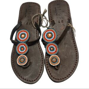 Aspiga Medallion Beaded Wedge Sandals Sz 37 NEW